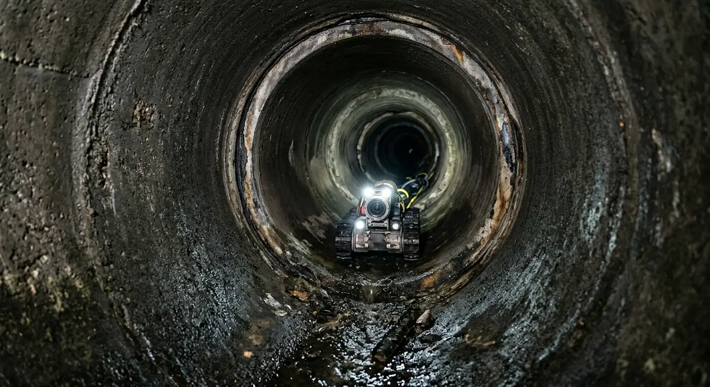 Robotic sewer camera inspecting pipe interior for Drain Snake Service in Orange Cove